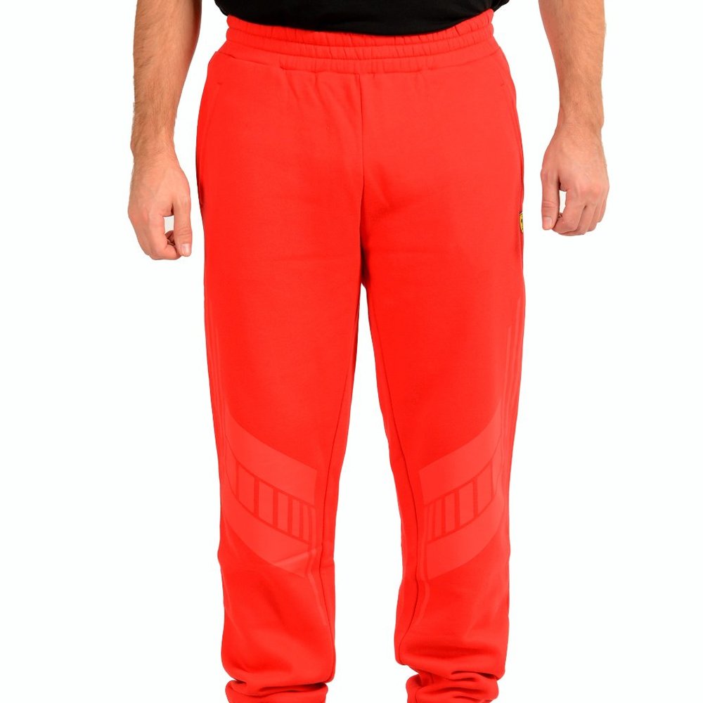 Scuderia Ferrari Men's Red "Stripes" Fleece Joggers Track Trousers Pants